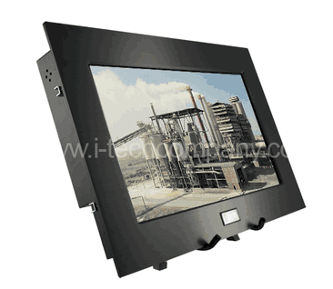 IP65 Front side, 24" Panel Mount Wide LCD Monitor 1920x1080, CCFL 300 nits, VGA + HDMI + DVI input with Projective Capacitive Touch (1-2mm) USB Controller (Model: EPMW2400IP-PCT-10-ST01)