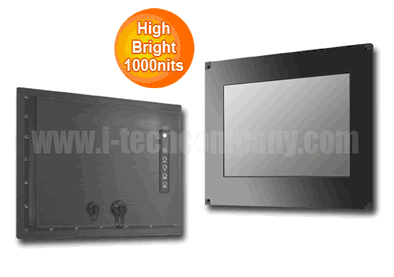 IP66 Flush Mount (OSD back) 17" LCD monitor, 1280 x 1024, LED 1000 nits, VGA input (Model: EFPM6-1700HB2)