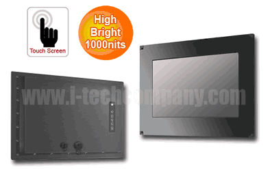 IP66 Flush Mount (OSD back) 17" LCD monitor, 1440 x 900, LED 1000 nits, VGA input with Projective Capacitive Touch (1-2mm) USB Controller (Model: EFPM6-W1700HB2-PCT)