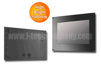 IP66 Flush Mount (OSD back) 19" LCD monitor, 1440 x 900, LED 1000 nits, VGA input (Model: EFPM6-W1900HB2)