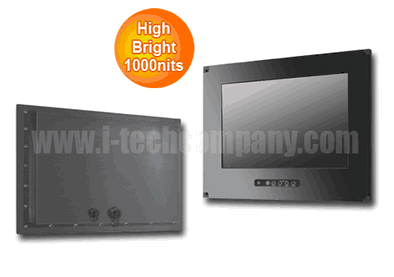 IP66 Flush Mount (OSD front) 17" Wide LCD monitor, 1440 x 900, LED 1000 nits, VGA input (Model: EFPMF6-W1700HB2)