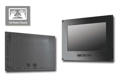 IP66 Flush Mount (OSD front) 19" Wide LCD monitor, 1440 x 900, LED 250 nits, VGA input with 10 points Projective Capacitive Touch (1-2mm) USB Controller (Model: EFPMF6-W1900-PCT10)