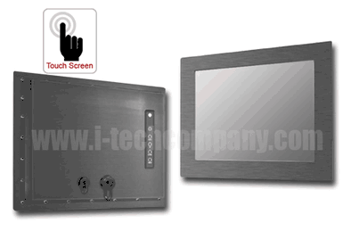 IP66 Panel Mount (OSD rear) 12" LCD monitor, 1024 x 768, LED 350 nits, VGA input, wide temperature, w/o-Speaker, w/ Ext. Adapter, IP66 cables with Projective Capacitive Touch (1-2mm) USB Controller (Model: EPM6-1210AWT-PCT)