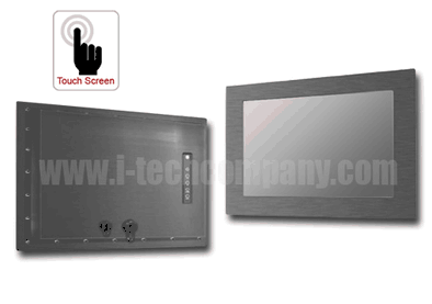 IP66 Panel Mount (OSD rear) 15.4" Wide LCD monitor, 1280 x 800, LED 200 nits, VGA input, w/o-Speaker, w/ Ext. Adapter, IP66 cables with Projective Capacitive Touch (1-2mm) USB Controller (Model: EPM6-W1540-PCT)
