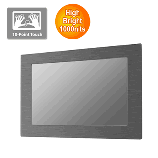 IP66 Panel Mount (OSD rear) 24" LCD monitor, 1920 x 1080, LED 1000 nits, VGA + DVI + HDMI input, w/o-Speaker, w/ Ext. Adapter, IP66 cables with 10 points Projective Capacitive Touch (1-2mm) USB Controller (Model: EPM6-W2400HB2-PCT0)