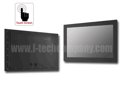 IP66 Panel Mount (OSD rear) 55" LCD monitor, 1920 x 1080, LED 350 nits, VGA + DVI + HDMI input, w/o-Speaker, w/ Ext. Adapter, IP66 cables with Projective Capacitive Touch (1-2mm) USB Controller (Model: EPM6-W5500-PCT)