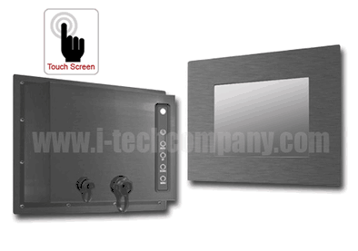 IP66 Panel Mount (OSD rear) 6.5" LCD monitor, 640 x 480, LED 400 nits, VGA input, WT(-30oC ~ 80oC), w/o-Speaker, w/ Ext. Adapter, IP66 cables with Projective Capacitive Touch (1-2mm) USB Controller (Model: EPM6-0650WT-PCT)