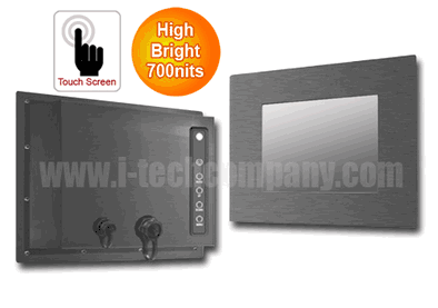 IP66 Panel Mount (OSD rear) 6.5" LCD monitor, 640 x 480, LED 700 nits, VGA input, wide temperature, w/o-Speaker, w/ Ext. Adapter, IP66 cables with Projective Capacitive Touch (1-2mm) USB Controller (Model: EPM6-0650HBWT-PCT)