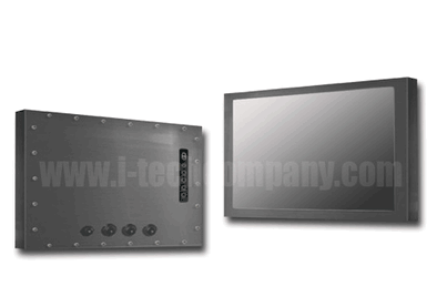 IP67 Chassis 17" Wide LCD monitor,  1440 x 900,  LED 250 nits,  VGA input,  w/o Speaker, w/ Ext. Adapter,  IP67 cables,  SECC Metal w/ Powder coating (Model: ECH7-W1700)