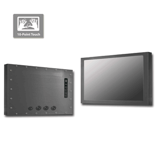 IP67 Chassis w18.5" LCD, 1366x768, LED-250nits, VGA, w/o Speaker, w/ Ext. Adapter,  IP67 cables,  SECC Metal w/ Powder coating with 10 points Projective Capacitive Touch (1-2mm) USB Controller (Model: ECH7-W1850-PCT10)