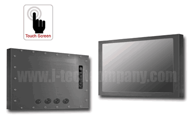 IP67 Chassis w21.5" LCD, 1920x1080, LED-250nits, VGA, w/o-Speaker, w/ Ext. Adapter,  IP67 cables,  SECC Metal w/ Powder coating with Projective Capacitive Touch (1-2mm) USB Controller (Model: ECH7-W2150-PCT)