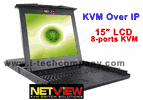 KVM over IP Rackmount LCD 15" Monitor 1U Keyboard Drawer 8-port PS/2 KVM. (Model: NVIP11582e / NVIP11582b / NVIP11582c)