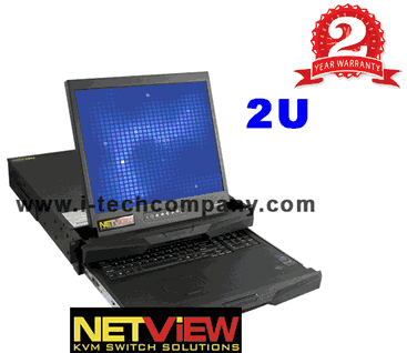 KVM over IP Rackmount LCD 19" Monitor 2U Keyboard Drawer 8-port PS/2 KVM. (Model: NVIP21982d / NVIP21982t / NVIP21982e / NVIP21982b / NVIP21982c)