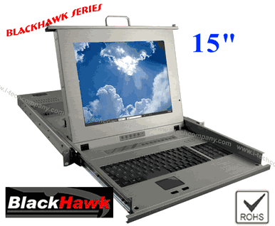 Lightweight 1U Rackmount LCD 15" Monitor Keyboard Drawer, light weight (17.6 lbs) (Model:BHK115Le)