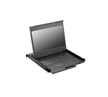 1U Rackmount LCD 19" 1280x1024 LCD KVM Over IP Remote 08-ports USB RGB KVM Switch and 2x USB 2.0 Port Sharing USB Peripheral for Computers with 104 key Notepad Keyboard w/ Touchpad with NB-6 x 8pcs 6ft long., 24.5" Deep
