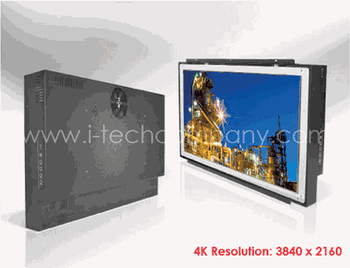 Open Frame, 32" LCD monitor, 4K Resolution: 3840 x 2160, LED 350 nits, VGA + HDMI + DVI input (Model: EOPW3200-4K)