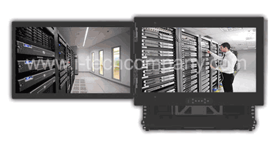 Pivot Display Drawer, 3U, 26" Depth Dual 21.5" Wide 1920x1080 LED Backlit Left-Center LCD Screens VGA, DVI-D, CVS (2x), and YPbPr Inputs, w/ Audio Support 3U Thumbscrew Front w/ 5" Collapsible Handle (Model: DRP2W2150C-DVI)