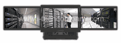Pivot Display Drawer, 3U, 26" Depth Triple 21.5" Wide 1920x1080 LED Backlit Left-Center-Right LCD Screens VGA, DVI-D, CVS (2x), and YPbPr Inputs, w/ Audio Support 3U Thumbscrew Front w/ 5" Collapsible Handle (Model: DRP3W2150A-DVI)
