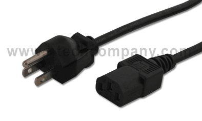 Power Cord, C-13 connector to NA plug, 10A, 25 ft. (Model: CA250)