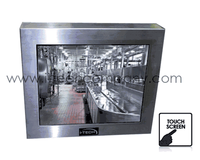 Rugged Completely Sealed IP66/NEMA4X Stainless Steel Chassis/Surface Mount, Water/Dust proof Wide Screen 22" LCD monitor, 1680 x 1050, 250 nits, without speaker VGA input, Rear OSD, VESA Mount, with Capacitive Touch and USB Controller (Model: ECHW2200-SIP-TC)