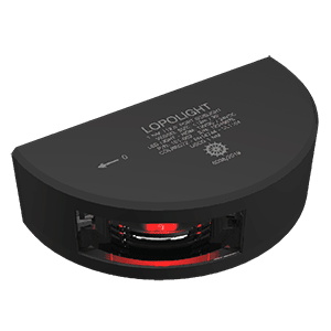 Lopolight Port SideLight - Vertical Mount - Black Housing - 1nm/112.5deg Red with 2.5m Cable 101-002-B