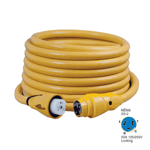 Marinco CS504-50 EEL 50A 125V/250V Shore Power Cordset, 50', Yellow CS504-50