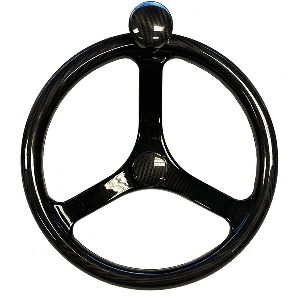Schmitt Marine Carbon Fiber Primus Wheel with Knob 13.5" with Sanntoprene Finger Grip 3/4" Tapered Shaft with CF Nut