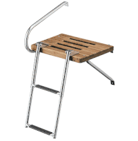 Whitecap Teak Swim Platform with 2-Step Telescoping Ladder for Boats with Outboard Motors