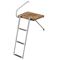 Whitecap Teak Swim Platform with 3-Step Telescoping Ladder for Boats with Outboard Motors