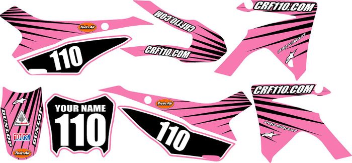 2013-2018 Honda CRF 110 Graphics Kit (Pink) Lines Series