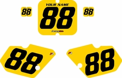 1988-1989 Kawasaki KX80 Yellow Pre-Printed Backgrounds - Black Numbers by FactoryRide 1988-1989 Kawasaki KX80 Yellow Pre-Printed Backgrounds - Black Numbers by FactoryRide