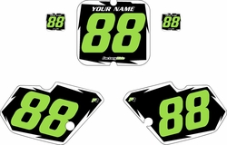 1988-1989 Kawasaki KX80 Black Pre-Printed Backgrounds - White Shock - Green Number by FactoryRide 1988-1989 Kawasaki KX80 Black Pre-Printed Backgrounds - White Shock - Green Number by FactoryRide