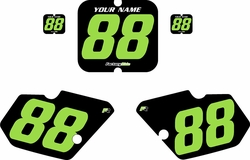 1988-1989 Kawasaki KX80 Black Pre-Printed Backgrounds - Green Numbers by FactoryRide 1988-1989 Kawasaki KX80 Black Pre-Printed Backgrounds - Green Numbers by FactoryRide