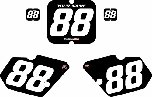 1988-1989 Kawasaki KX80 Black Pre-Printed Backgrounds - White Numbers by FactoryRide