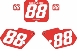 1988-1989 Kawasaki KX80 Red Pre-Printed Backgrounds - White Numbers by FactoryRide 1988-1989 Kawasaki KX80 Red Pre-Printed Backgrounds - White Numbers by FactoryRide
