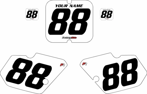 1988-1989 Kawasaki KX80 White Pre-Printed Backgrounds - Black Numbers by FactoryRide