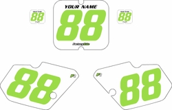 1988-1989 Kawasaki KX80 White Pre-Printed Backgrounds - Green Numbers by FactoryRide 1988-1989 Kawasaki KX80 White Pre-Printed Backgrounds - Green Numbers by FactoryRide