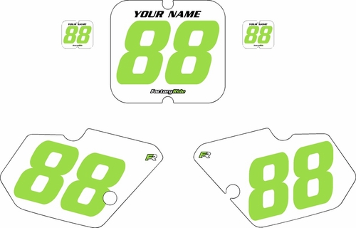 1988-1989 Kawasaki KX80 White Pre-Printed Backgrounds - Green Numbers by FactoryRide