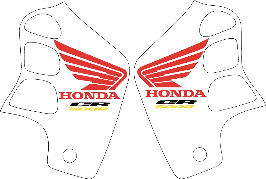 19892001 Honda CR500 Shroud Decals White with Red Small Wing