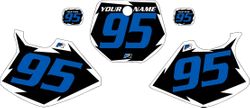 1993-1995 Yamaha YZ250 Pre-Printed Black Background - White Shock Series - Blue Number by Factory Ride 1993-1995 Yamaha YZ250 Pre-Printed Black Background - White Shock Series - Blue Number by Factory Ride
