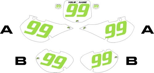 1999-2002 Kawasaki KX125 Pre-Printed Backgrounds White - Green Numbers by FactoryRide