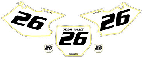 2004-2006 Suzuki RMZ250 Pre-Printed Backgrounds White - Yellow Pinstripe by FactoryRide
