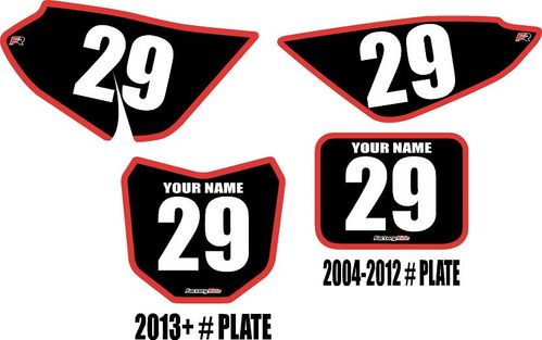 2004-2026 Honda CRF50 Custom Pre-Printed Background Black - Red Bold Pinstripe by Factory Ride