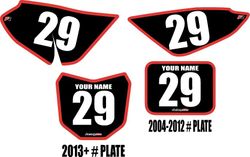 2004-2026 Honda CRF50 Custom Pre-Printed Background Black - Red Bold Pinstripe by Factory Ride 2004-2026 Honda CRF50 Custom Pre-Printed Background Black - Red Bold Pinstripe by Factory Ride