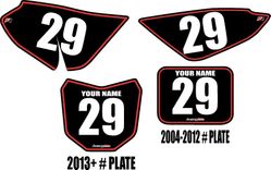 2004-2026 Honda CRF50 Custom Pre-Printed Background Black - Red Pinstripe by Factory Ride 2004-2026 Honda CRF50 Custom Pre-Printed Background Black - Red Pinstripe by Factory Ride