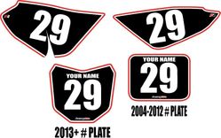 2004-2026 Honda CRF50 Custom Pre-Printed Background Black - Red Pro Pinstripe by Factory Ride 2004-2026 Honda CRF50 Custom Pre-Printed Background Black - Red Pro Pinstripe by Factory Ride