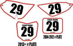 2004-2026 Honda CRF50 Custom Pre-Printed Background White - Red Bold Pinstripe by Factory Ride 2004-2026 Honda CRF50 Custom Pre-Printed Background White - Red Bold Pinstripe by Factory Ride