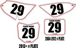 2004-2026 Honda CRF50 Custom Pre-Printed Background White - Red Pinstripe by Factory Ride 2004-2026 Honda CRF50 Custom Pre-Printed Background White - Red Pinstripe by Factory Ride