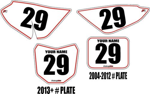 2004-2026 Honda CRF50 Custom Pre-Printed Background White - Red Pinstripe by Factory Ride