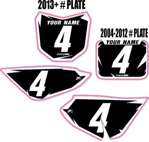 2004-2026 Honda CRF50 Black Pre-Printed Backgrounds - Pink Pro Shock by FactoryRide